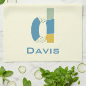 Moderne Abstracte letter D Monogram Initiaal Theedoek (Gevouwen)