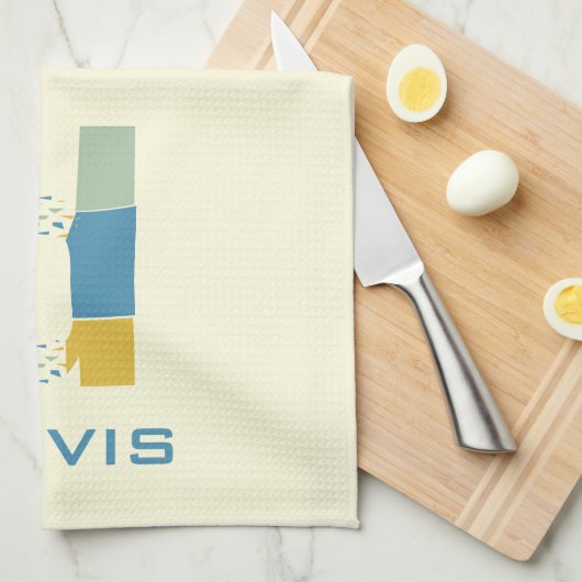 Moderne Abstracte letter D Monogram Initiaal Theedoek (Quarter Fold)