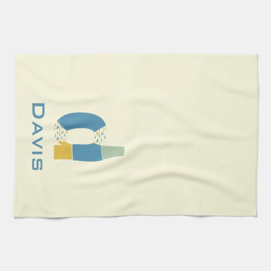 Moderne Abstracte letter D Monogram Initiaal Theedoek (Horizontaal)