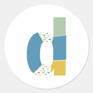 Moderne Abstracte Letter D Monogram Persoonlijk Ronde Sticker