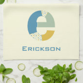 Moderne Abstracte letter E Monogram Initiaal Theedoek (Gevouwen)