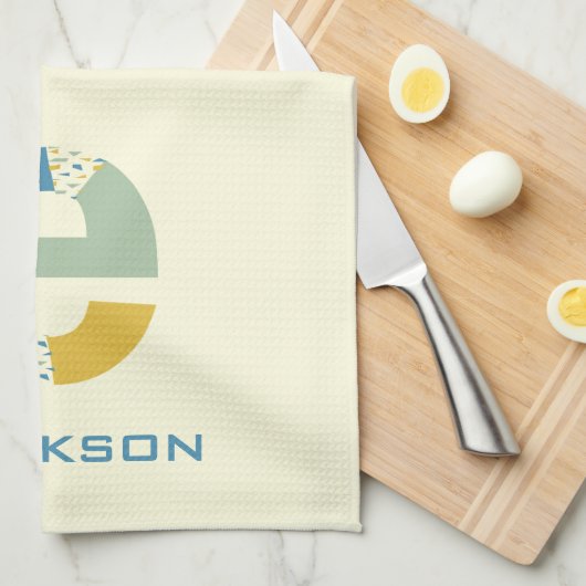 Moderne Abstracte letter E Monogram Initiaal Theedoek (Quarter Fold)