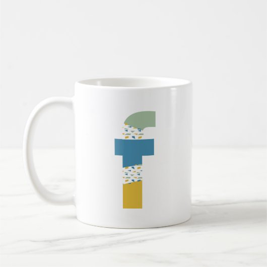 Moderne Abstracte letter F Monogram Initiaal Koffiemok (Links)