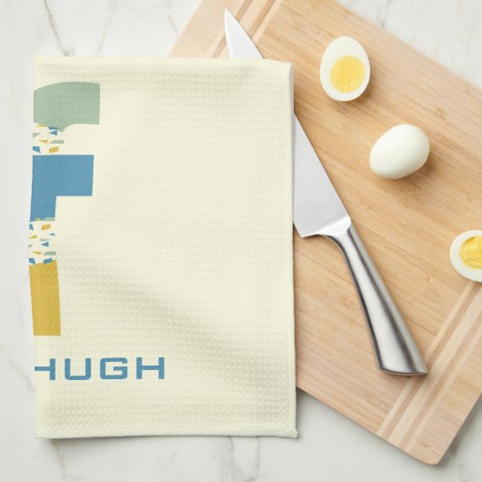 Moderne Abstracte letter F Monogram Initiaal Theedoek (Quarter Fold)