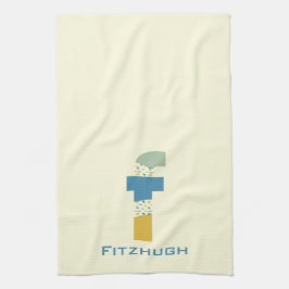 Moderne Abstracte letter F Monogram Initiaal Theedoek