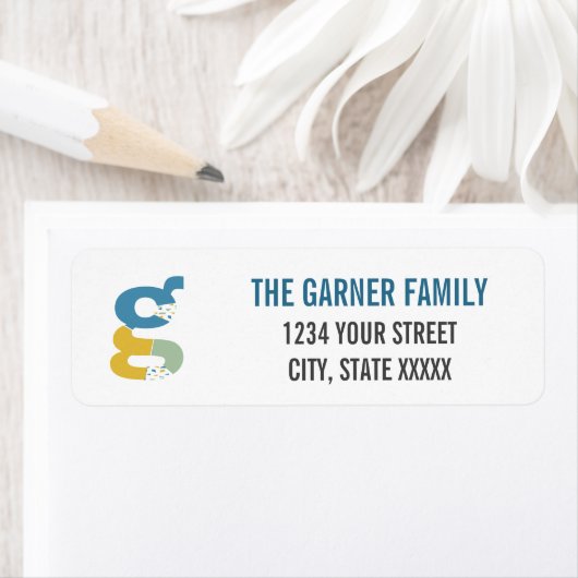 Moderne Abstracte letter G Monogram Initiaal Adres Etiket (Insitu)