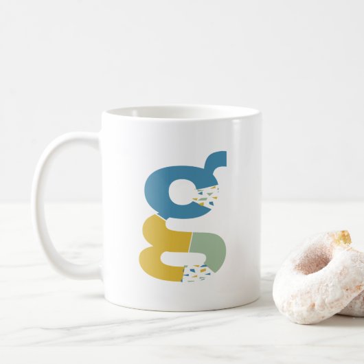 Moderne Abstracte letter G Monogram Initiaal Koffiemok (Met donut)