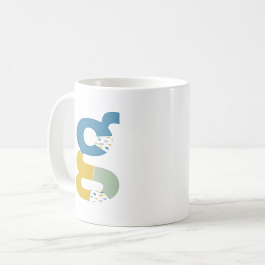 Moderne Abstracte letter G Monogram Initiaal Koffiemok (Voorkant links)