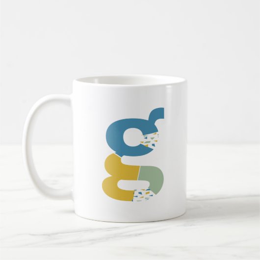 Moderne Abstracte letter G Monogram Initiaal Koffiemok (Links)