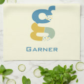 Moderne Abstracte letter G Monogram Initiaal Theedoek (Gevouwen)