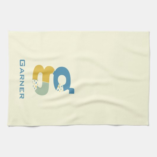 Moderne Abstracte letter G Monogram Initiaal Theedoek (Horizontaal)