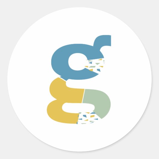 Moderne Abstracte Letter G Monogram Persoonlijk Ronde Sticker (Voorkant)