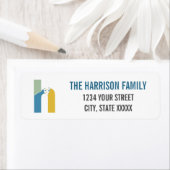 Moderne Abstracte letter H Monogram Initiaal Adres Etiket (Insitu)