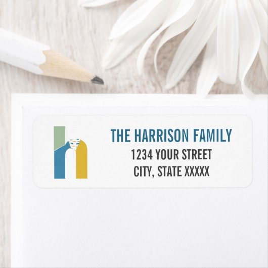 Moderne Abstracte letter H Monogram Initiaal Adres Etiket (Insitu)