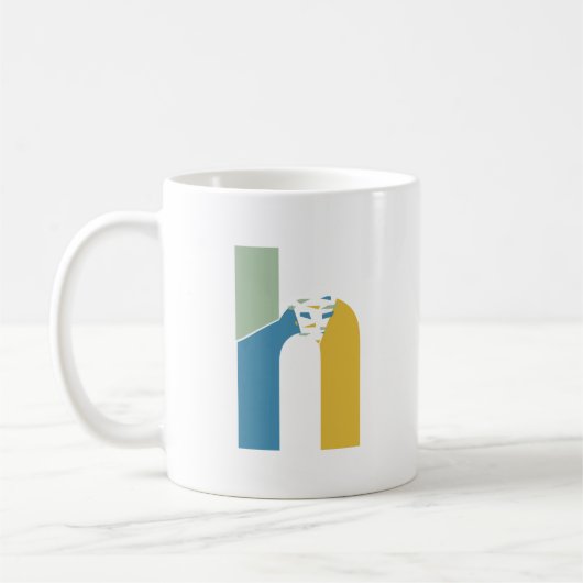 Moderne Abstracte letter H Monogram Initiaal Koffiemok (Links)