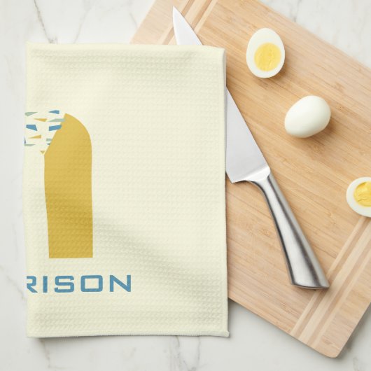 Moderne Abstracte letter H Monogram Initiaal Theedoek (Quarter Fold)