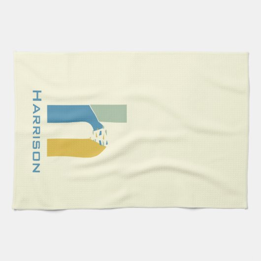 Moderne Abstracte letter H Monogram Initiaal Theedoek (Horizontaal)