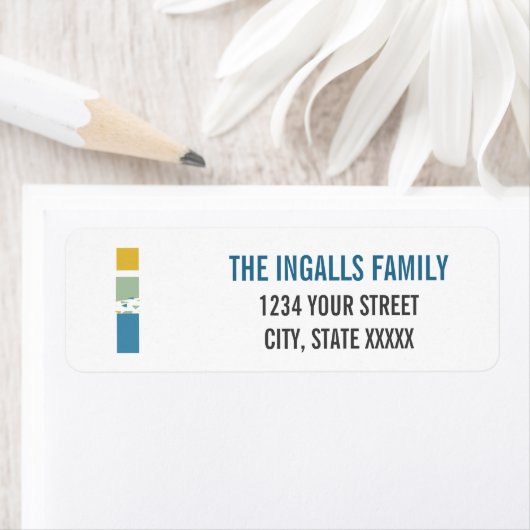 Moderne Abstracte Letter I Monogram Initiaal Adres Etiket (Insitu)