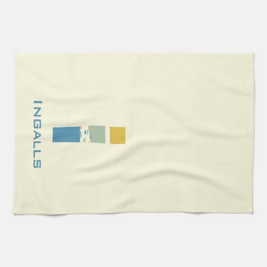 Moderne Abstracte Letter I Monogram Initiaal Theedoek (Horizontaal)