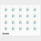 Moderne Abstracte Letter K Monogram Gepersonalisee Ronde Sticker (Vel)