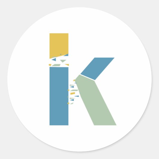Moderne Abstracte Letter K Monogram Gepersonalisee Ronde Sticker (Voorkant)