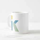 Moderne Abstracte letter K Monogram Initiaal Koffiemok (Voorkant links)