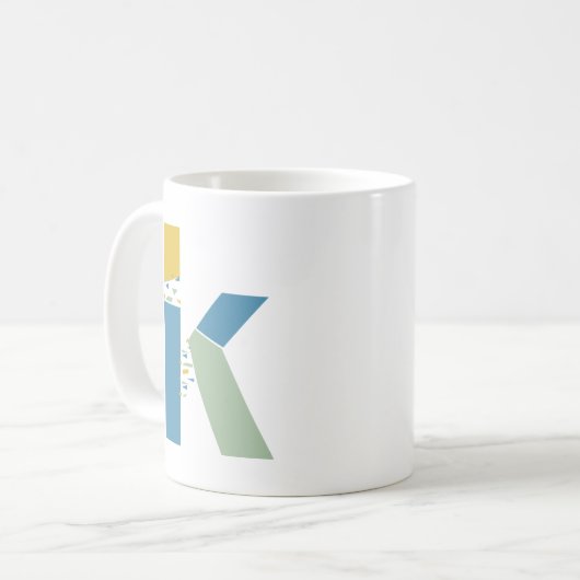Moderne Abstracte letter K Monogram Initiaal Koffiemok (Voorkant links)