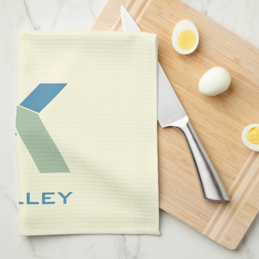 Moderne Abstracte letter K Monogram Initiaal Theedoek (Quarter Fold)