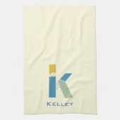 Moderne Abstracte letter K Monogram Initiaal Theedoek (Verticaal)