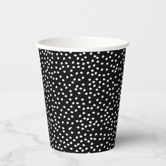 Moderne Abstracte Leuke Polka Dot Zwart-wit Papieren Bekers (Voorkant)
