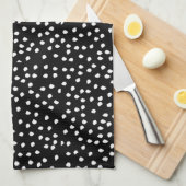Moderne Abstracte Leuke Polka Dot Zwart-wit Theedoek (Quarter Fold)