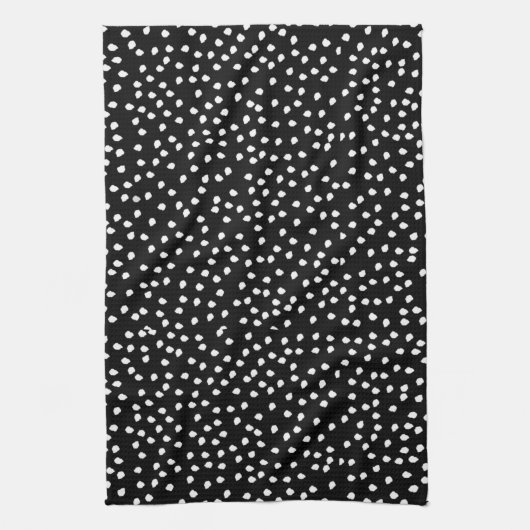 Moderne Abstracte Leuke Polka Dot Zwart-wit Theedoek (Verticaal)