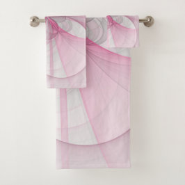 Moderne Abstracte Licht Roze Grijze Fractal Ontwer Bad Handdoek