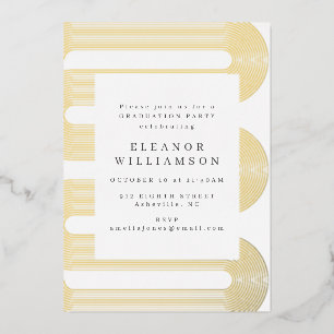 Moderne Abstracte lijn Art Afstuderen Gold Folie Uitnodiging