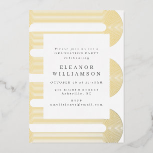 Moderne Abstracte lijn Art Afstuderen Gold Folie Uitnodiging