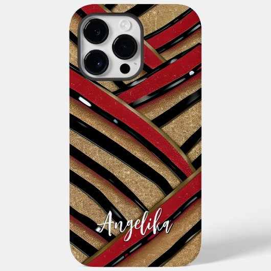 Moderne Abstracte Lijn Rood Zwart Aangepast Minima Case-Mate iPhone Case (Achterkant)