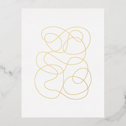 Moderne Abstracte lijn Trekking Gold Foil Briefkaa Folie Uitnodiging Briefkaart (Voorkant)