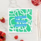 Moderne Abstracte Lijnen Groen Leuke Verjaardag Cu Servet (Insitu)