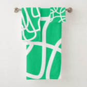 Moderne Abstracte lijnen Groene Witte Stomme Whims Bad Handdoek (Insitu)