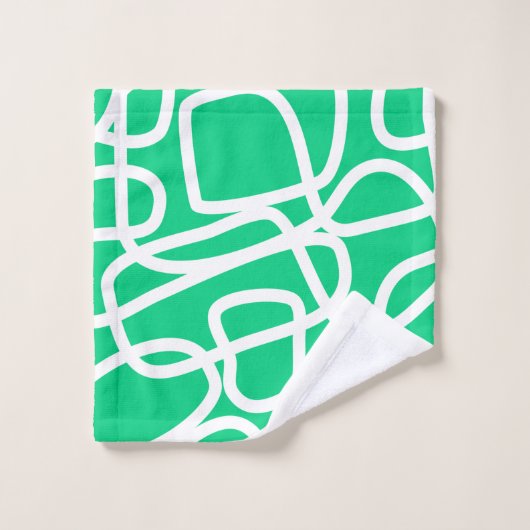 Moderne Abstracte lijnen Groene Witte Stomme Whims Bad Handdoek (Wasdoekje)