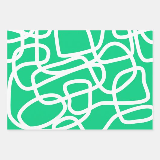 Moderne Abstracte lijnen Groene Witte Stomme Whims Inpakpapier Vel (Voorkant 2)