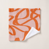 Moderne Abstracte lijnen, perzikkleurig en verbran Bad Handdoek (Wasdoekje)