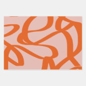 Moderne Abstracte lijnen, perzikkleurig en verbran Inpakpapier Vel (Voorkant 2)