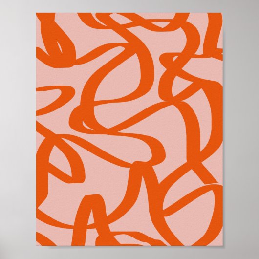 Moderne Abstracte lijnen, perzikkleurig en verbran Poster (Voorkant)