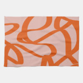 Moderne Abstracte lijnen, perzikkleurig en verbran Theedoek (Horizontaal)