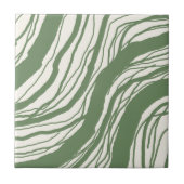 Moderne Abstracte lijnen Sage Green White Tegeltje (Voorkant)