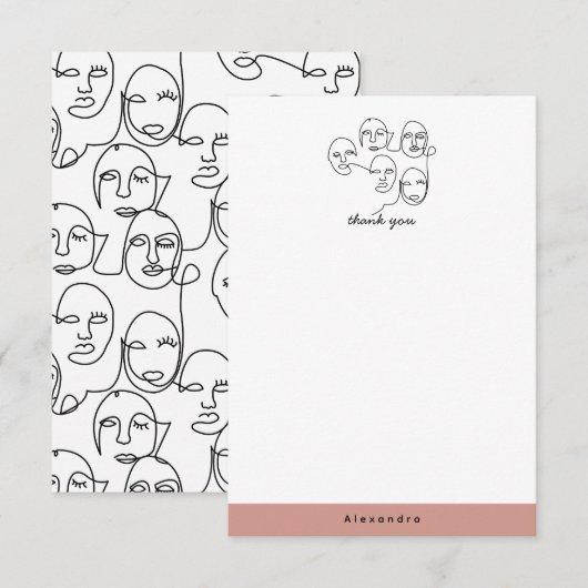 Moderne Abstracte lijnen tegenover doorlopende lij Bedankkaart (Voorkant / Achterkant)