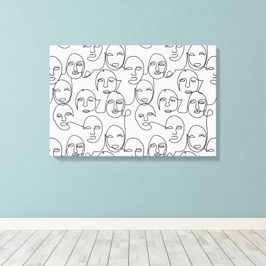 Moderne Abstracte lijnen tegenover doorlopende lij Canvas Afdruk (Insitu (Houten vloer))