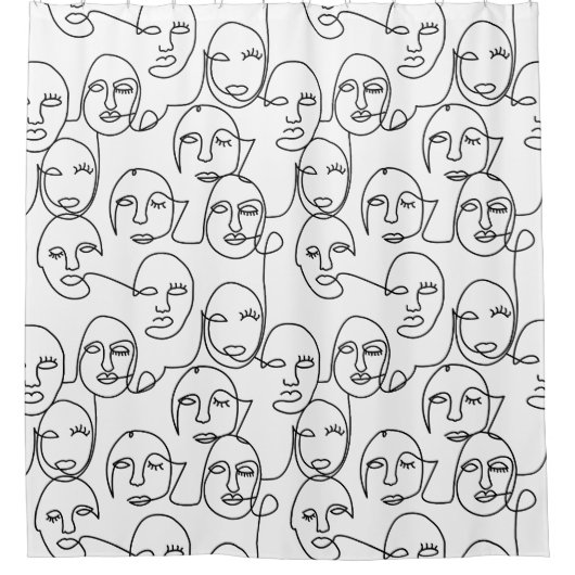 Moderne Abstracte lijnen tegenover doorlopende lij Douchegordijn (Voorkant)