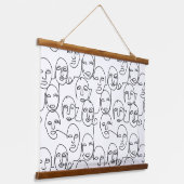 Moderne Abstracte lijnen tegenover doorlopende lij Hangend Wandkleed (Gebogen)